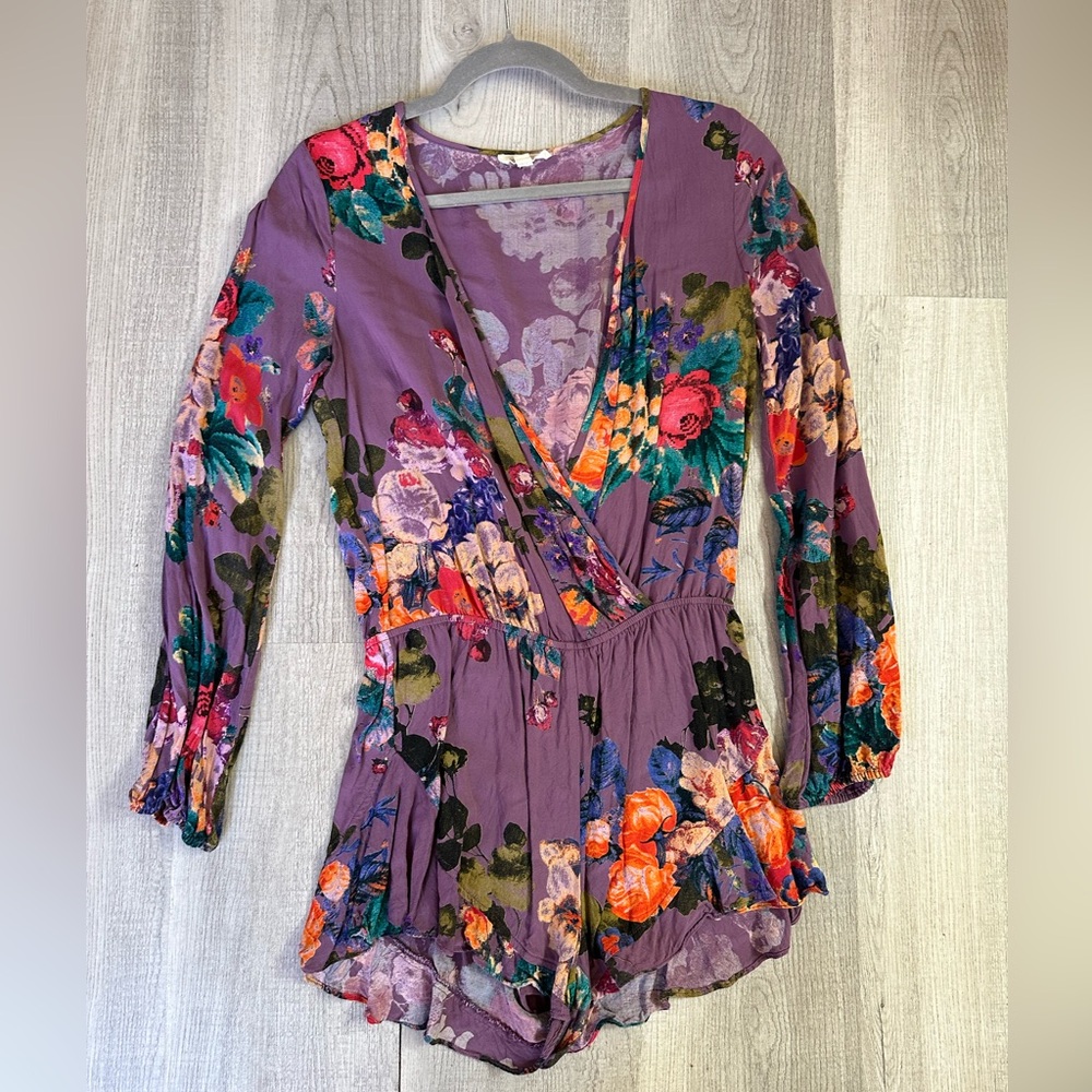 Cotton Candy Purple&Floral Romper SizeM